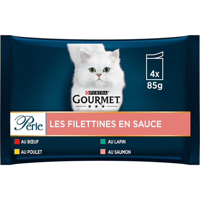 PURINA Gourmet Filettines en sauce pour chats au boeuf poulet lapin saumon