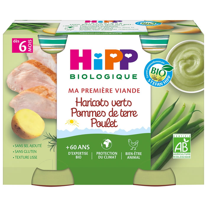 HIPP Haricots verts, pommes de terre et poulet bio dès 6 mois