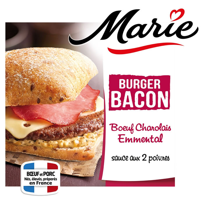 MARIE Burger charolais au bacon et emmental sauce poivres