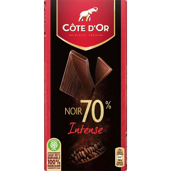 CÔTE D'OR Tablette de chocolat noir 70%