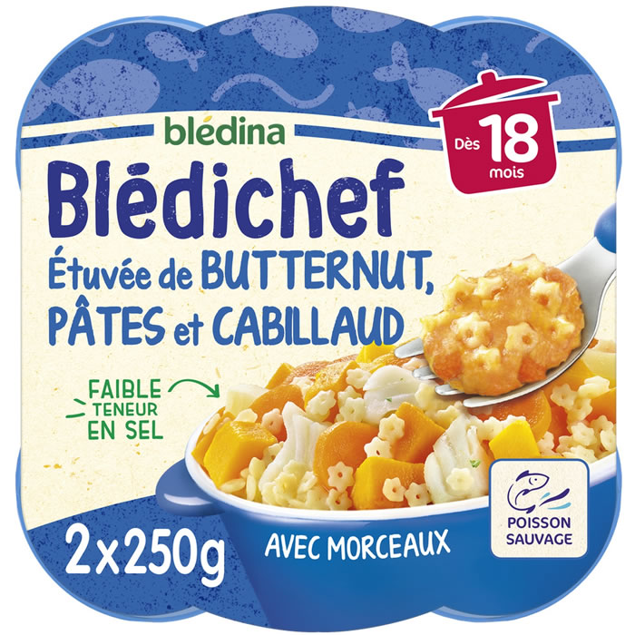 BLEDINA Blédichef Butternut, pâtes et cabillaud dès 18 mois