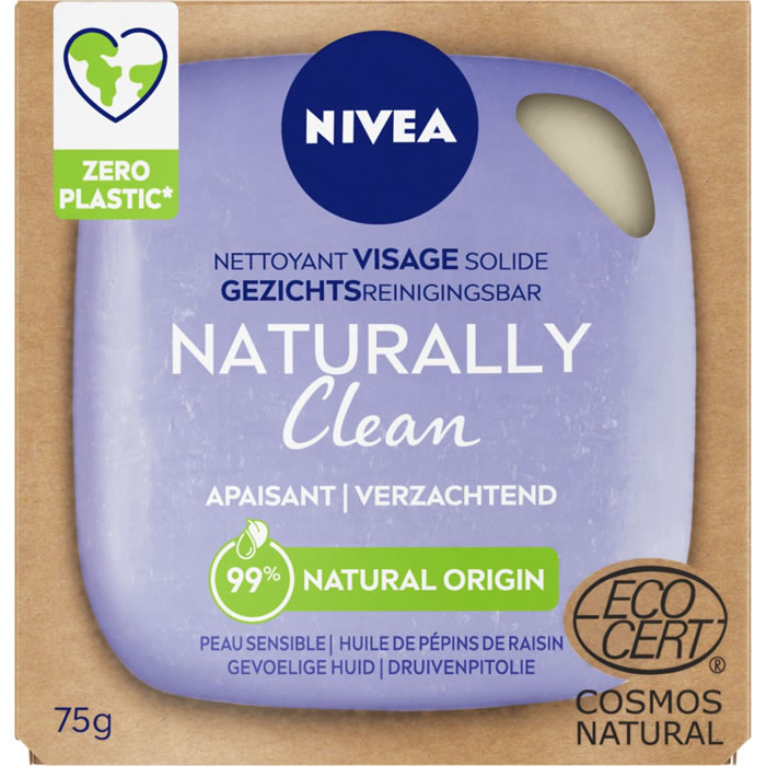 NIVEA Naturally Clean Savon solide visage dermatologique apaisant