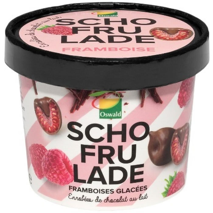 SCHOFRULADE Framboises glacées enrobées de chocolat au lait