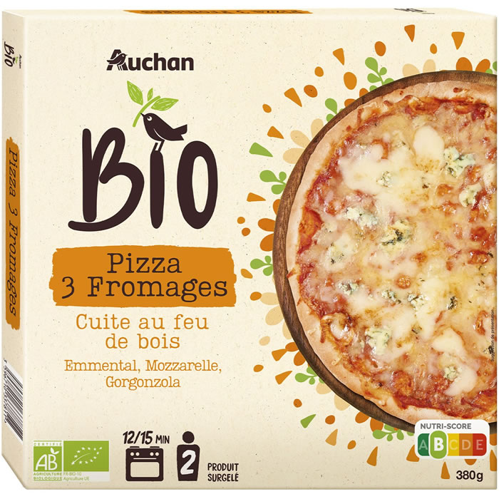 AUCHAN Pizza aux 3 fromages bio