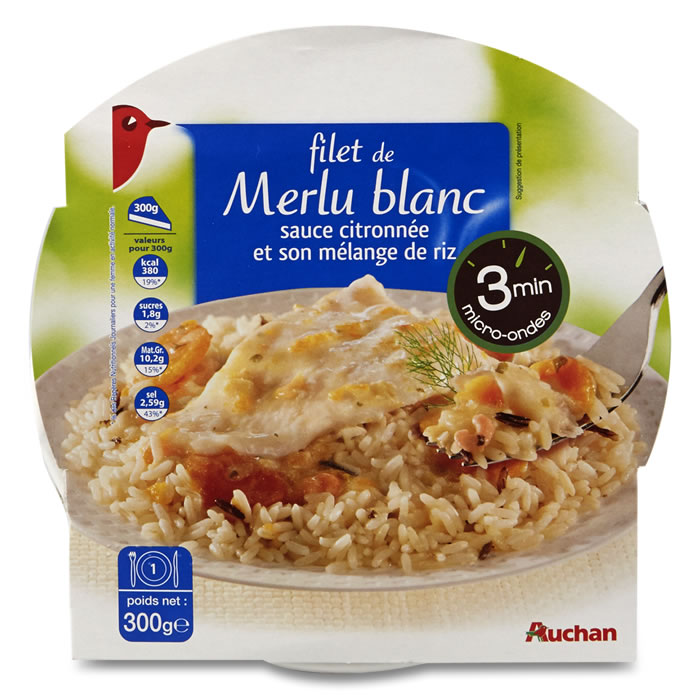 AUCHAN Filet de merlu blanc et son mélange de riz