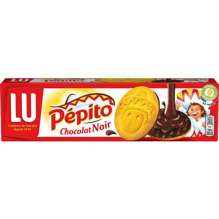 PEPITO Biscuits sablés nappés de chocolat au noir