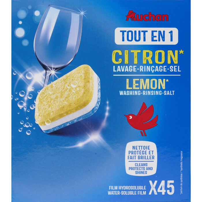 AUCHAN Tablettes lave-vaisselle tout en 1 citron