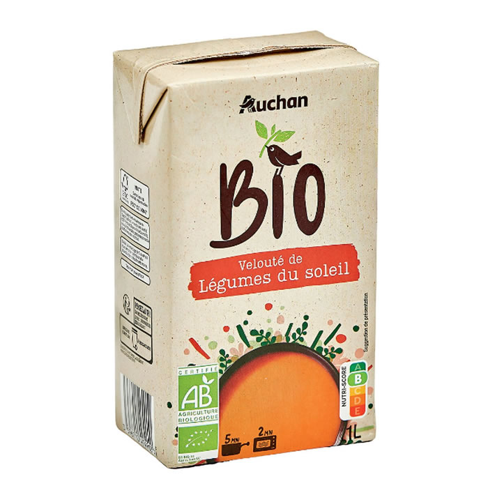 AUCHAN Soupe velouté de légumes du soleil bio