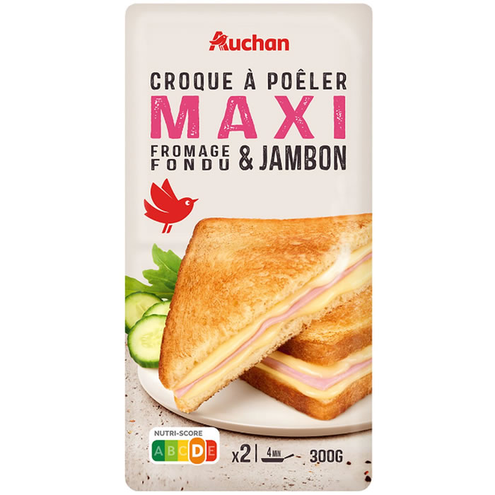 AUCHAN Croque-monsieur au jambon et fromage à poêle
