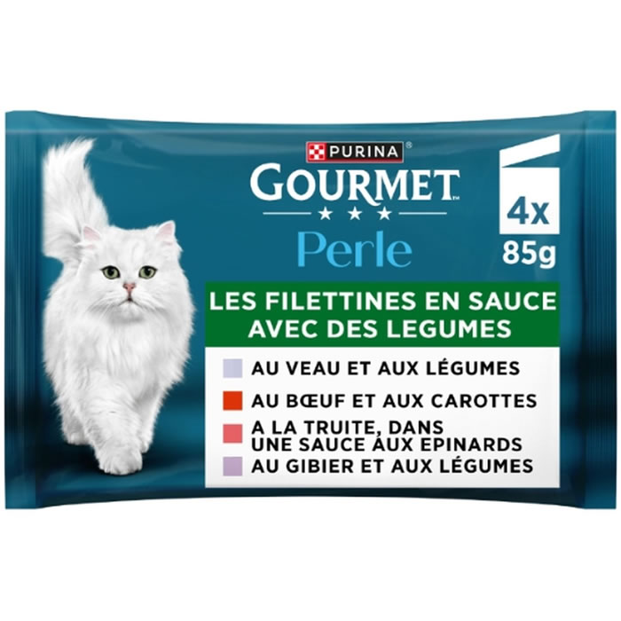 GOURMET Perle Pâtée en sauce veau, bœuf, gibier et saumon pour chat adulte