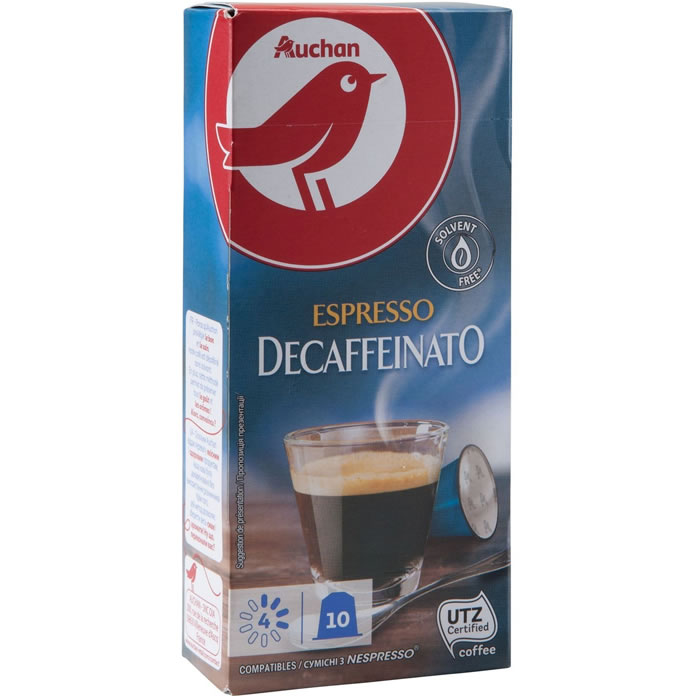 AUCHAN Capsules de café espresso décaféiné N°4