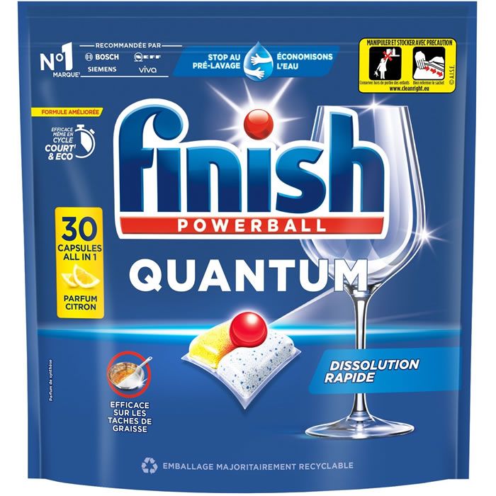 FINISH Powerball Quantum Tablettes lave-vaisselle tout en 1 au citron