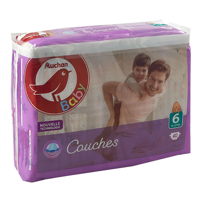 AUCHAN BABY Couches-culottes taille 6 +16kg 36 couches-culottes pas cher 