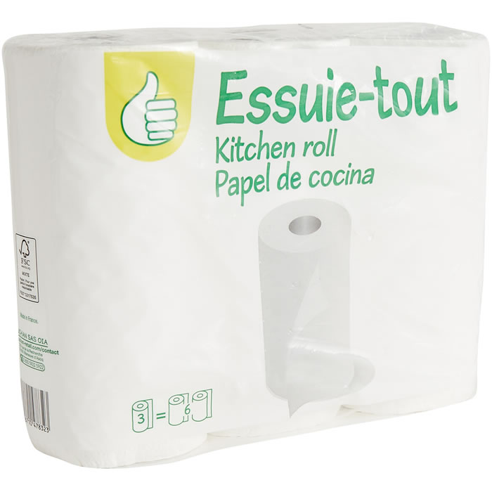 AUCHAN Essentiel Essuie-tout blanc