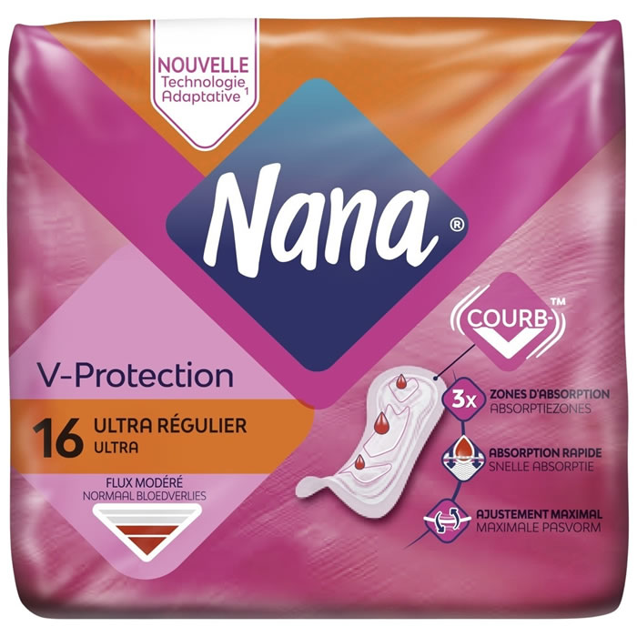NANA V-Protection Serviettes hygiéniques sans ailettes ultra régulier