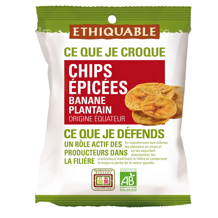 ETHIQUABLE Chips épicées de banane plantain bio