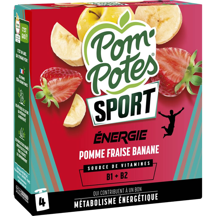 POM'POTES Sport Energie Dessert pomme, fraise, banane