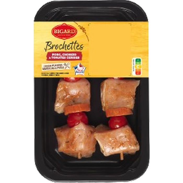 BIGARD Brochettes de porc et chorizo marinées à la provençale