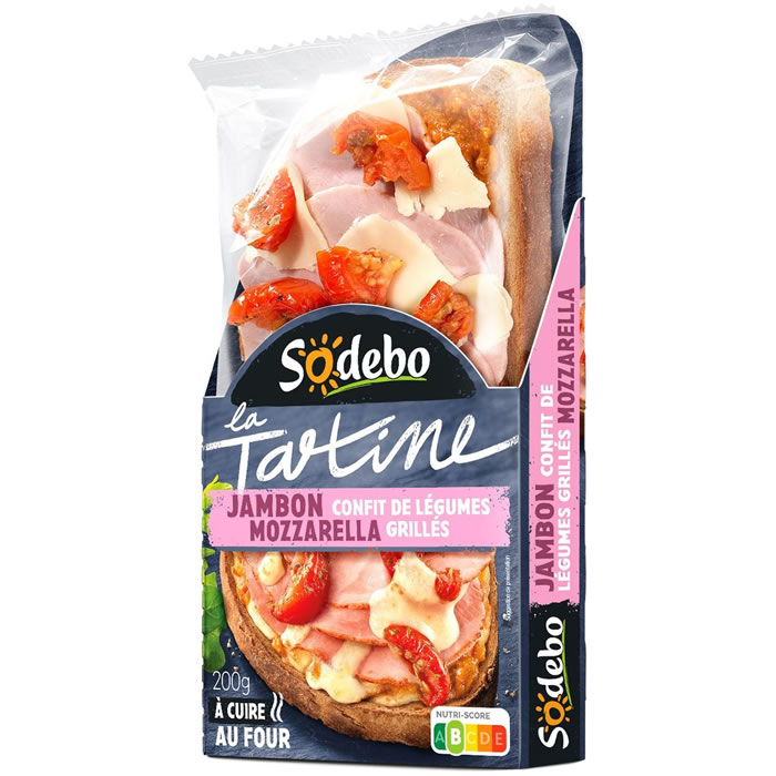 SODEBO La Tartine Tatine au jambon, mozzarella et confit de légumes