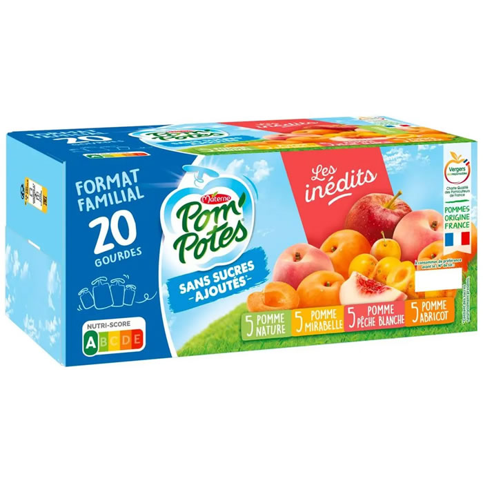 POM'POTES Dessert pomme, pêche blanche, abricot sans sucres ajoutés