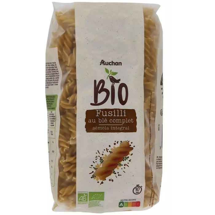 AUCHAN Fusilli au blé complet bio