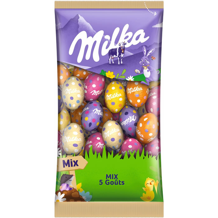 MILKA Assortiment d'oeufs au chocolat 5 goûts
