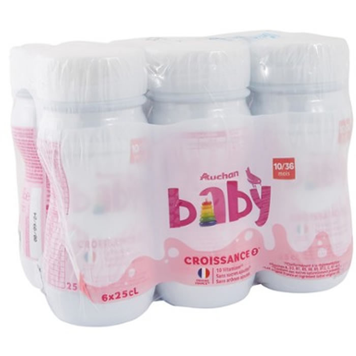 AUCHAN Baby Lait de croissance liquide 10/36 mois chronodrive 6 x 25 cl Chronodrive