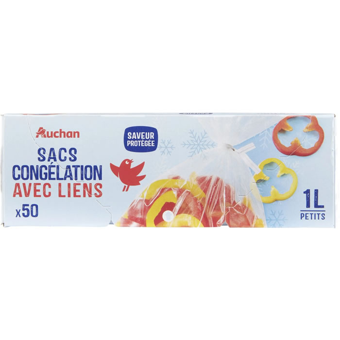 AUCHAN Sacs de congélation avec liens 1 L