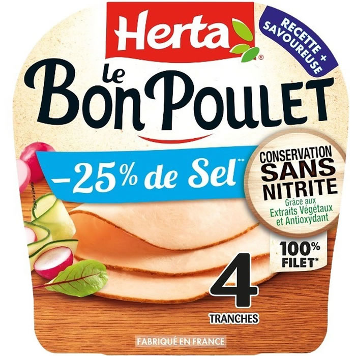 HERTA Le Bon Poulet Blanc de poulet -25% sans nitrite