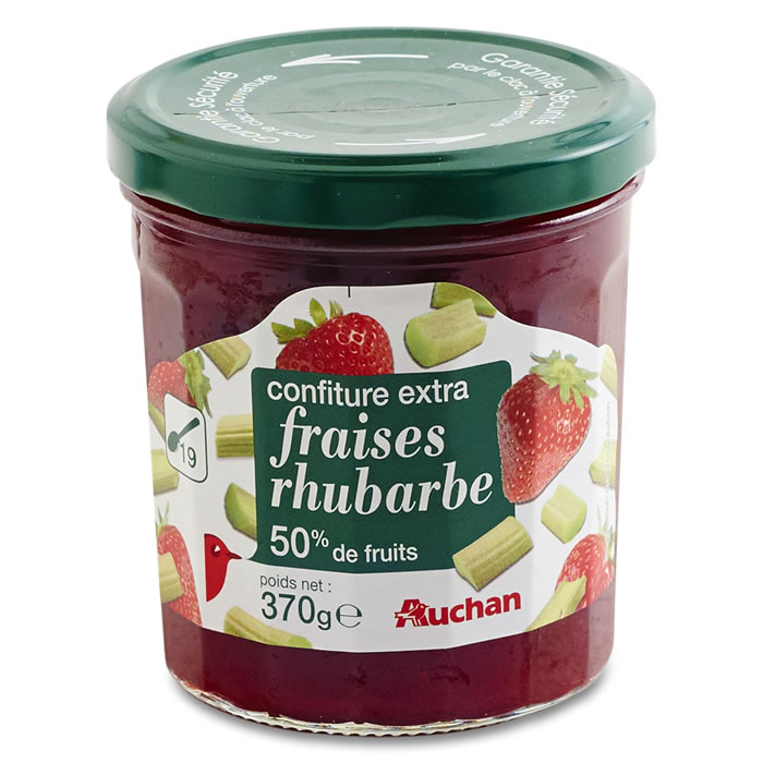 AUCHAN Confiture de fraises et rhubarbes extra