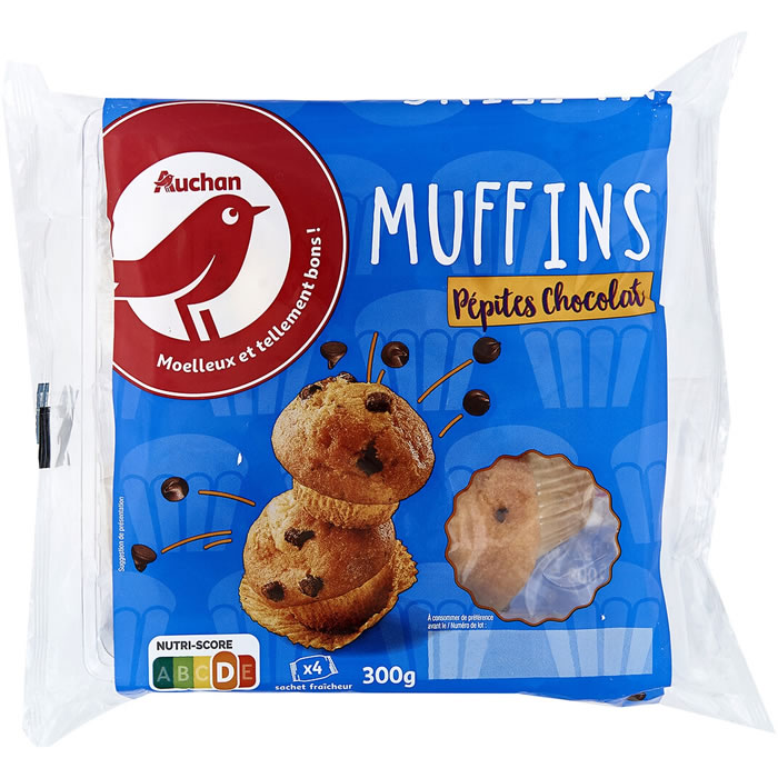 AUCHAN Muffins aux pépites de chocolat
