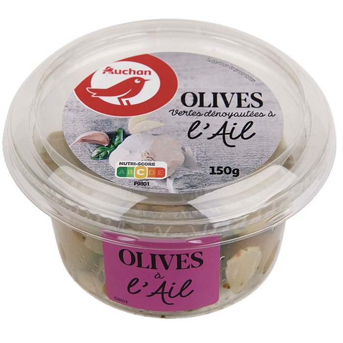 AUCHAN Olives vertes dénoyautées à l'ail