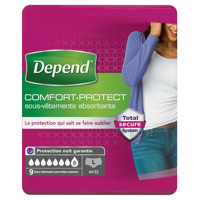 DEPEND Confort protect Sous-vêtements fuites urinaires pour femme taille L