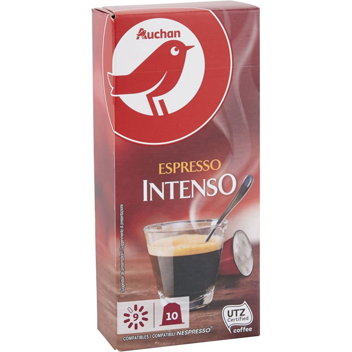 AUCHAN Capsules de café espresso intense N°9