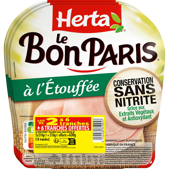 HERTA Le Bon Paris Jambon cuit à l'étouffée sans nitrite
