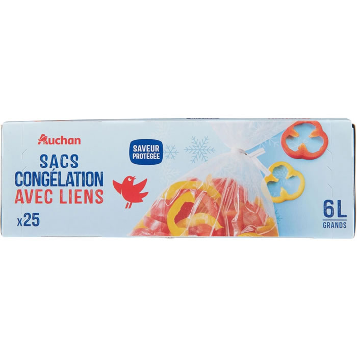 AUCHAN Sacs de congélation avec liens 6 L