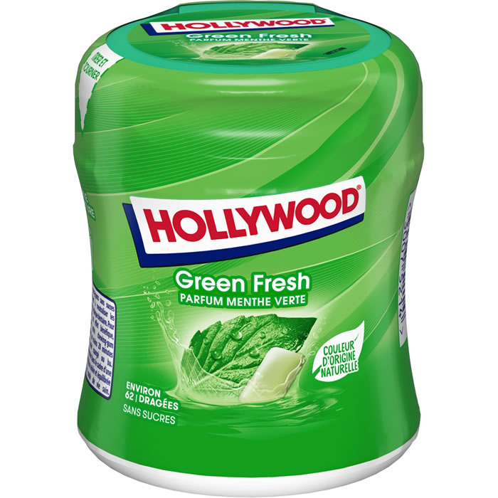 HOLLYWOOD Green Fresh Chewing-gum à la menthe verte sans sucres