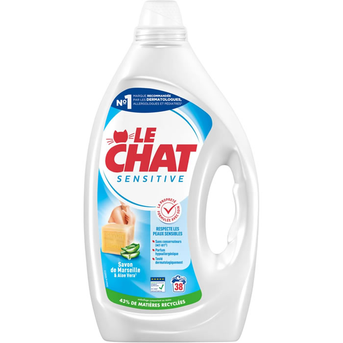 LE CHAT Sensitive Lessive liquide au savon de Marseille et aloe vera