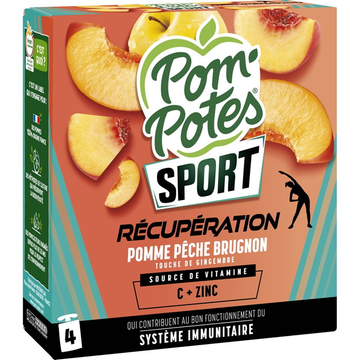 POM'POTES Sport Récupération Dessert pomme, pêche, brugnon, gingembre