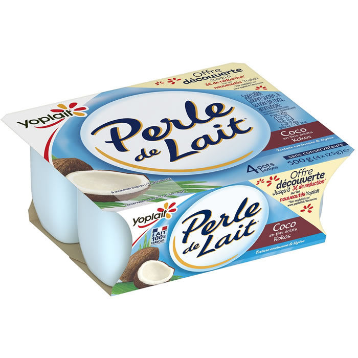 YOPLAIT Perle de Lait Yaourts saveur noix de coco