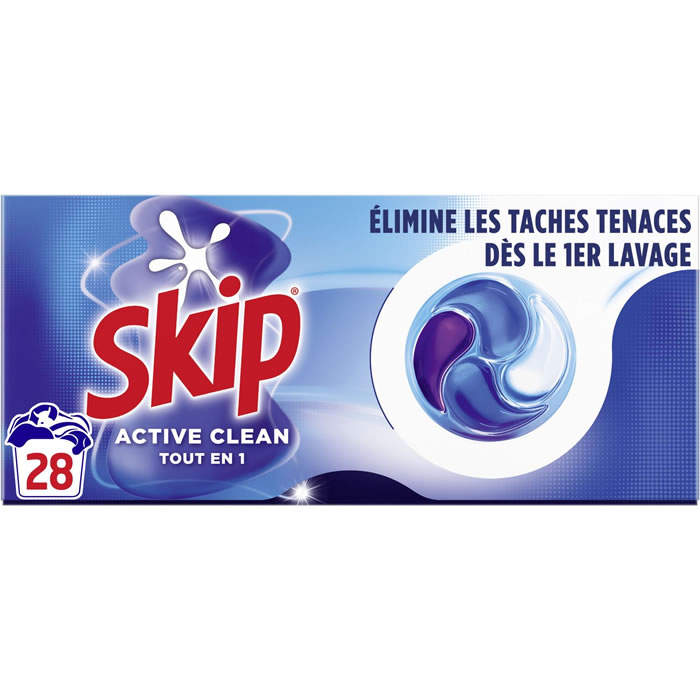 SKIP Active Clean Lessive capsules tout en 1
