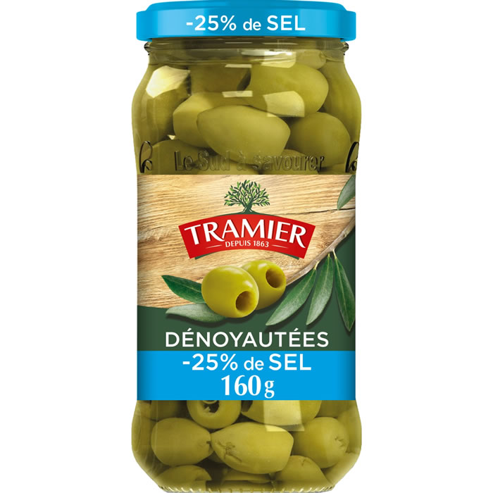 TRAMIER Olives dénoyautées -25% de sel