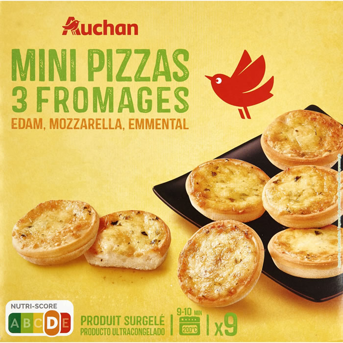 AUCHAN Mini-pizzas aux 3 fromages