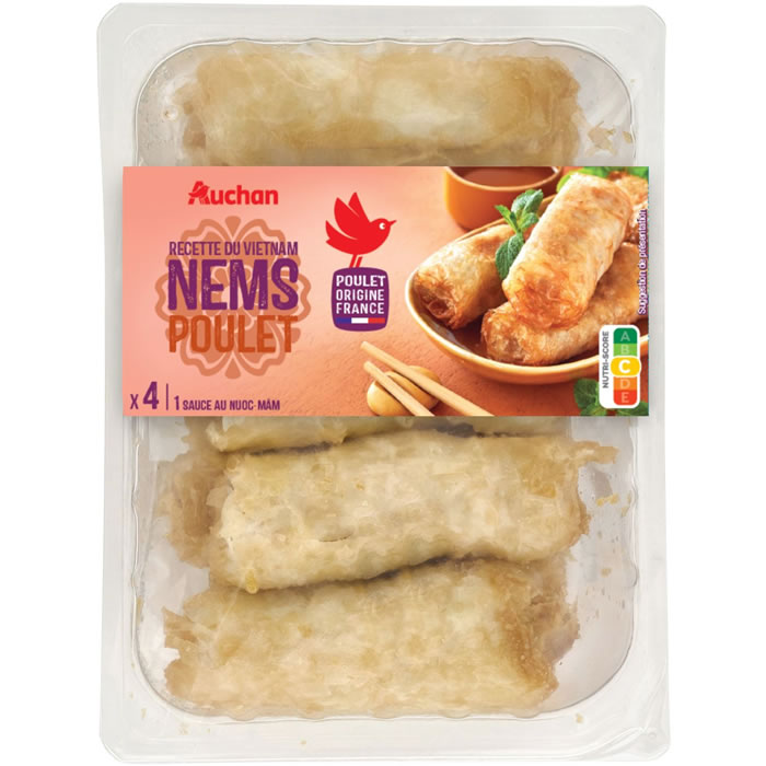 AUCHAN Recette du Vietnam Nems au poulet avec sauce nuoc mam