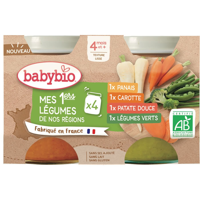 BABYBIO Panais, carotte, patate douce, légumes verts dès 4 mois bio