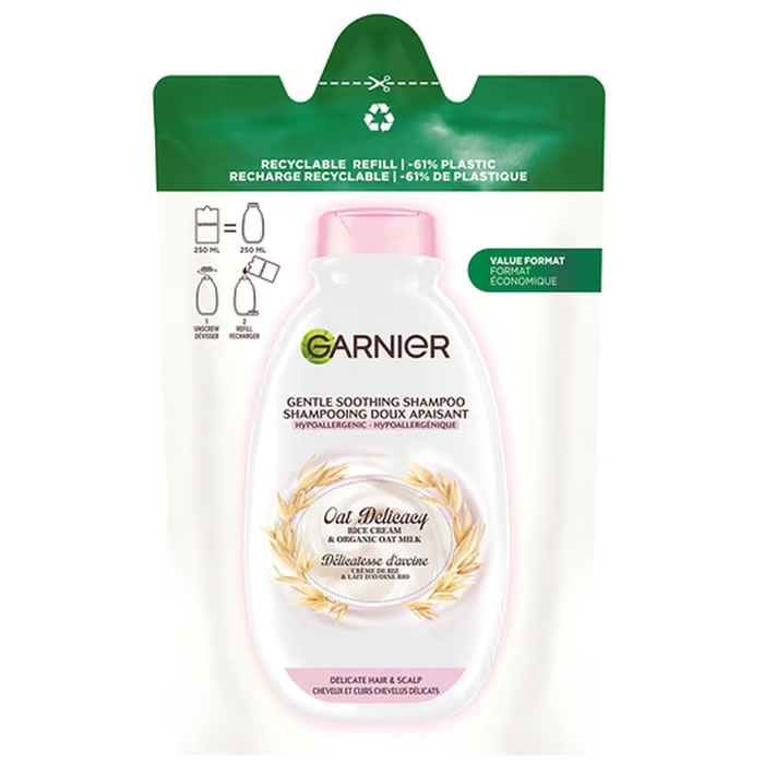 GARNIER Ultra Doux Recharge shampoing à la crème de riz et lait d'avoine