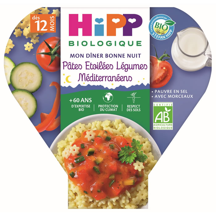 HIPP Bonne Nuit Pâtes étoilées légumes méditerranéens dès 12 mois bio