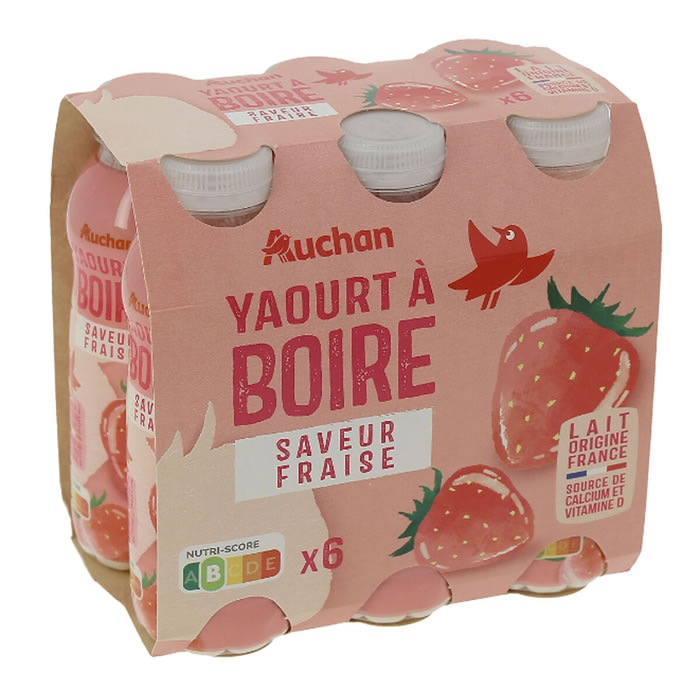 AUCHAN Yaourts à boire à la fraise