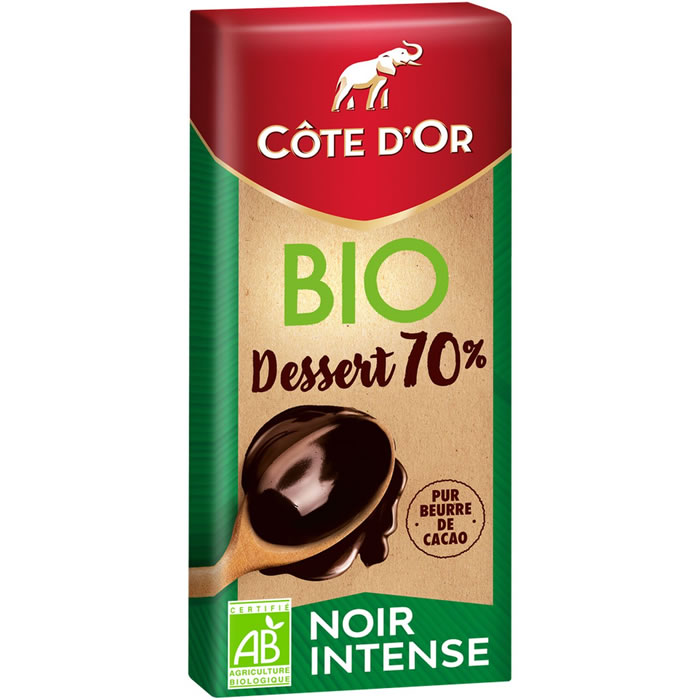 CÔTE D'OR Dessert Tablette de chocolat noir pâtissier 70% bio