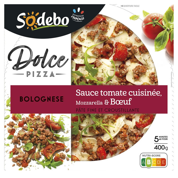SODEBO Dolce Pizza bolognaise au boeuf et mozzarella